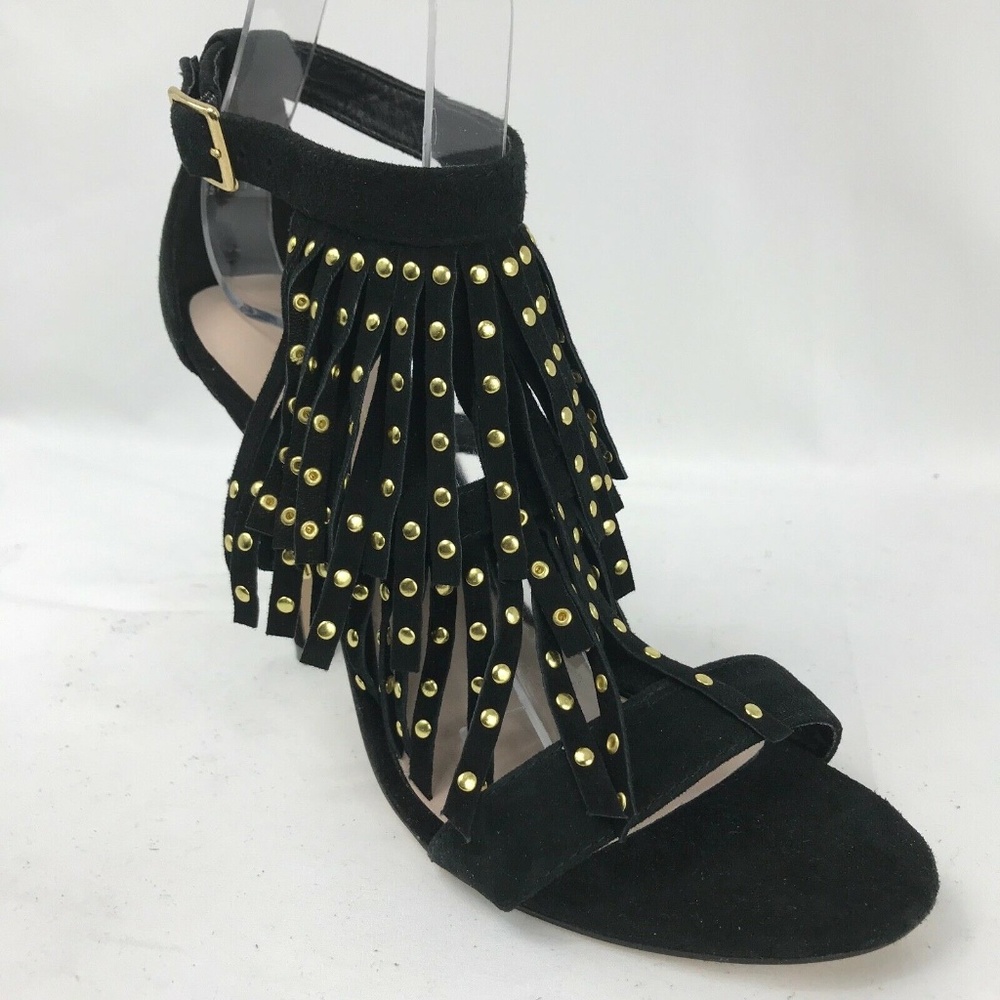 Aldo Suede Open Toe Black Fringed Sandals 7.5